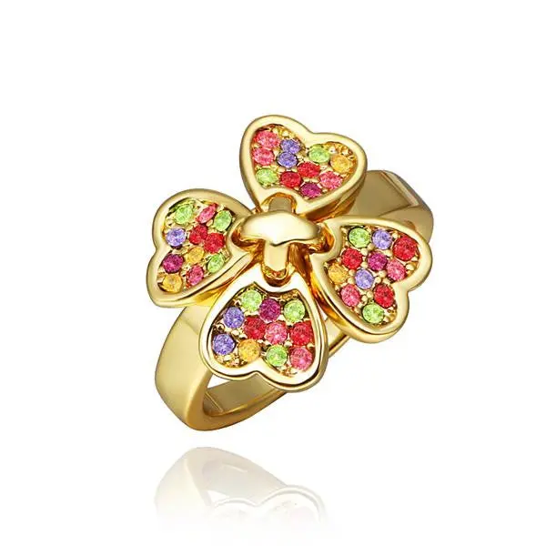 Best Friends 18K Gold Plating Wedding Ring Four Flower Colorful Anel De Ouro Joyas214 1