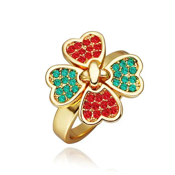 Best Friends 18K Gold Plating Wedding Ring Four Flower Colorful Anel De Ouro Joyas214 2