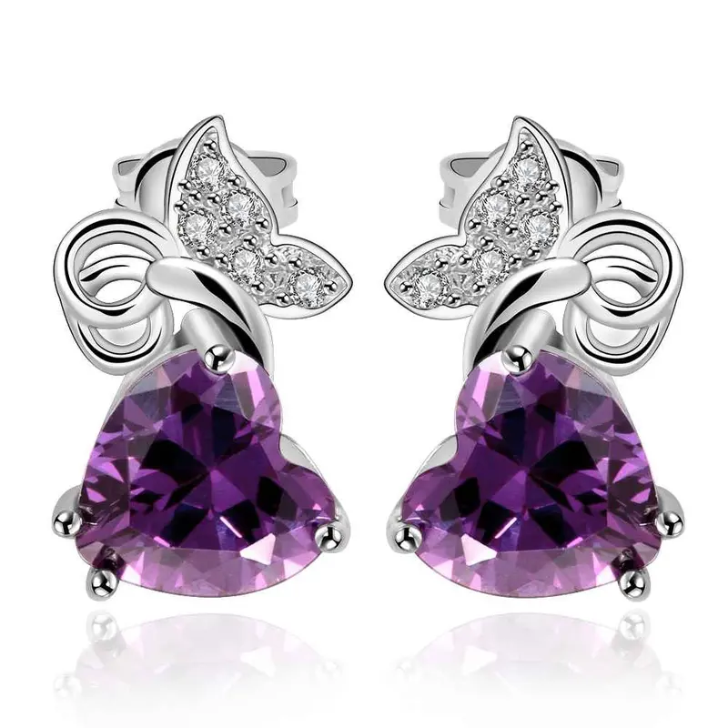Best Friends Earings Jewelry Violet Butterfly Purple Stud Brincos Grandes Pendientes Earrings Women Earing Fble 1 1