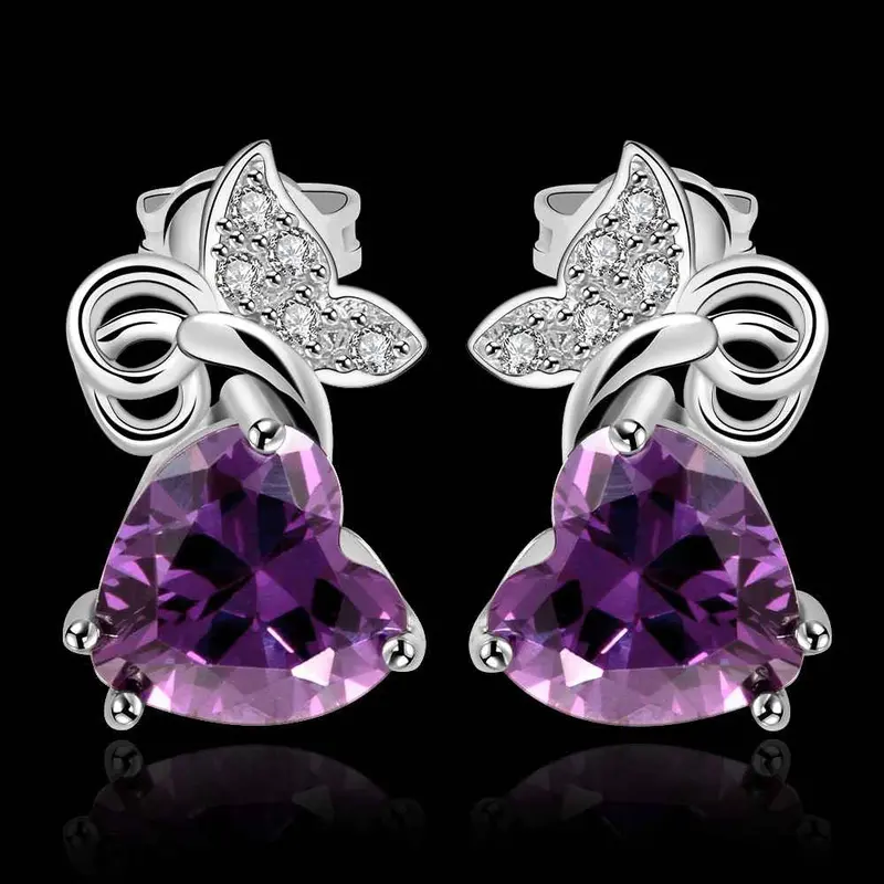 Best Friends Earings Jewelry Violet Butterfly Purple Stud Brincos Grandes Pendientes Earrings Women Earing Fble 1 2