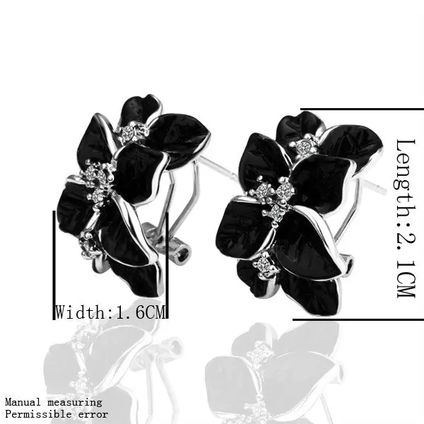 Best Friends Jewerly 18K Gold Plated Earing Black Flower Stud Earrings Brincos Smtpe 17 1