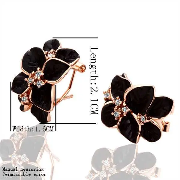 Best Friends Jewerly 18K Gold Plated Earing Nv Black Flower Stud Earrings Brincos Smtpe 18 1