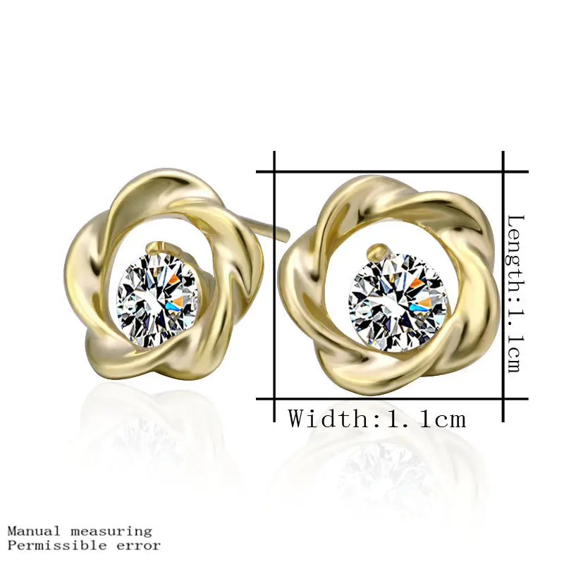 Best Friends Jewerly 18K Gold Plated Earing Yellow Rose Crystal Stud Earrings Brincos Smtpe286 1