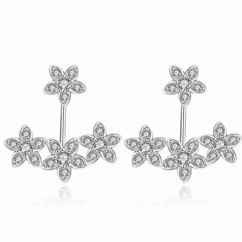 Best Friends Platinum Plated Clear Zircon Earings Wing Star Drop Cuff Jewelry Display 336 2