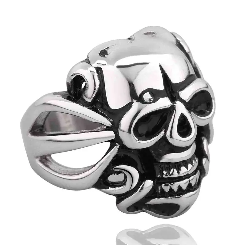 Best Friends Punk Style Stainless Steel Rings For Men Big Skull Watching You Anillos Costume Jewellery Mayar  3 1