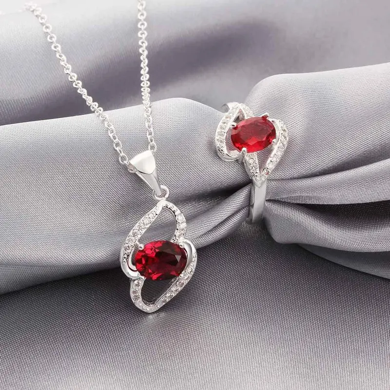 Best Friends Silver Jewelry Set Insets 8-Shape Necklace+Ring Jewellery Fsps  1 1