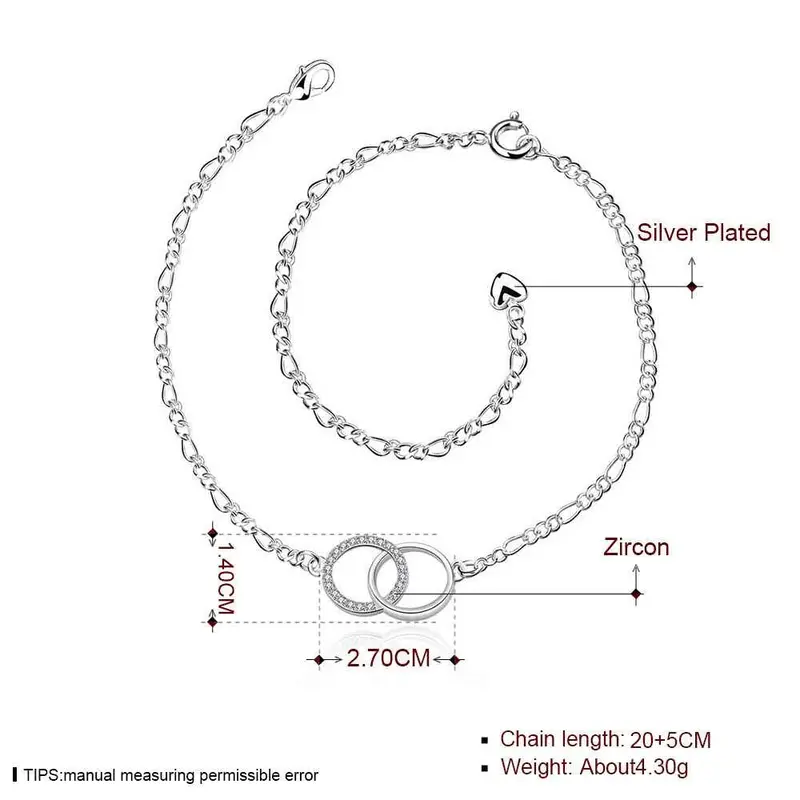 Best Friends Silver Plated Anklets Insets Double Circle Bracelet On A Leg Smta 5 2
