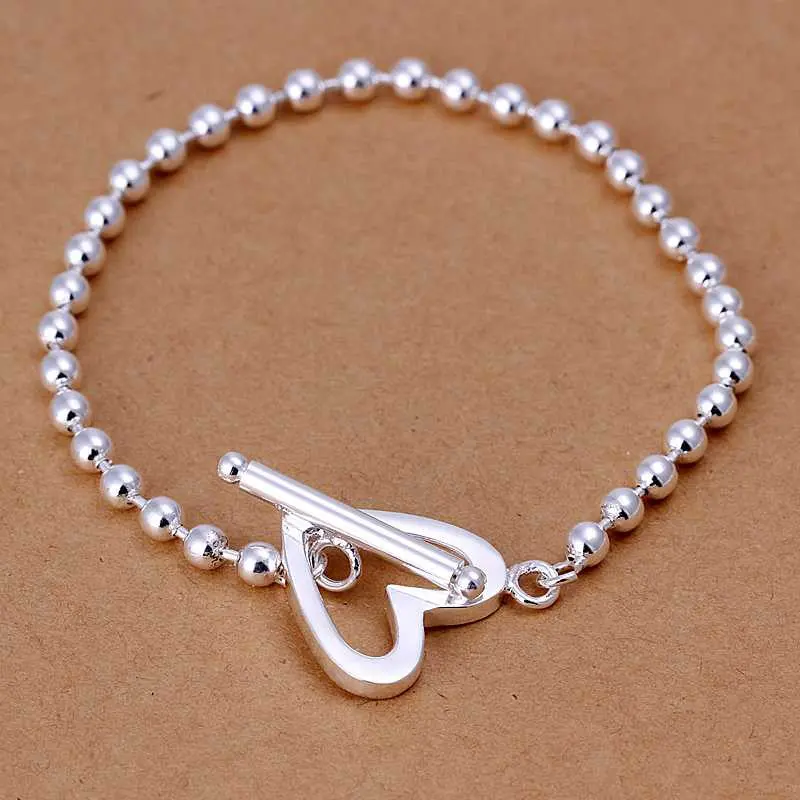 Best Friends Silver Plated Bracelets Bangles Gu To Heart-Shaped Pulseras Hombre Jewelry Display173 2