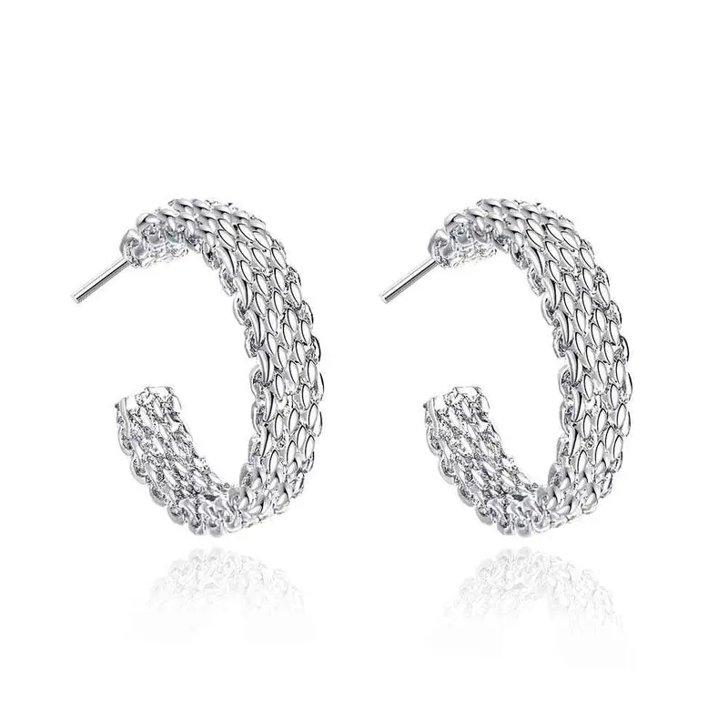 Best Friends Silver Plated Clip On Earrings Weaved Web Stud Ear Cuff Accessories 165 4
