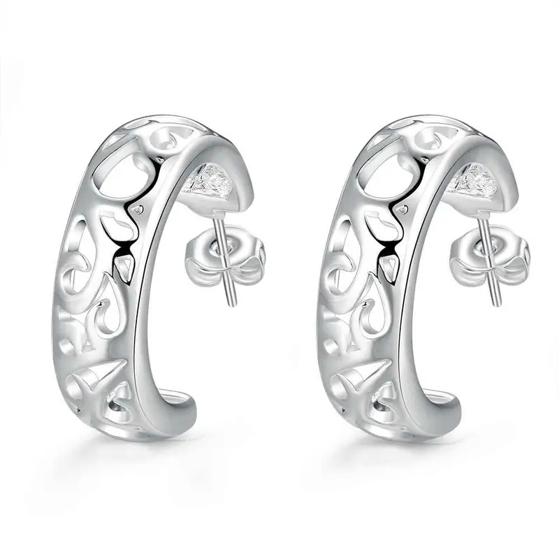 Best Friends Silver Plated Clip On Earrings Weaved Web Stud Ear Cuff Accessories 165 6