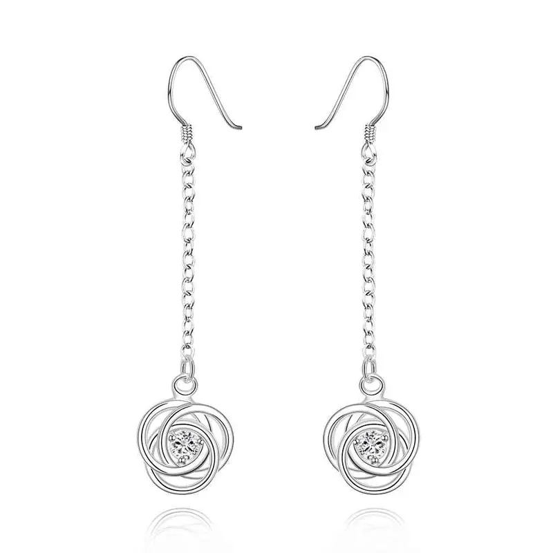 Best Friends Silver Plated Earing Flower Purple Drip Drop Orecchini Jewelry European Style 17 4