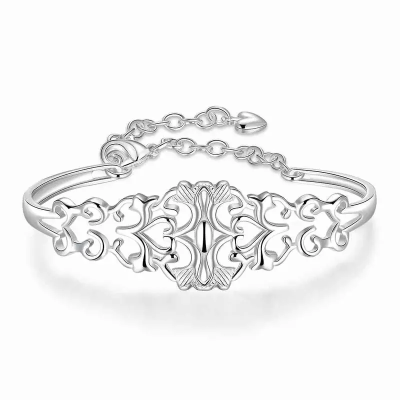 Best Friends Silver Plated Friendship Bangle Heart-Shaped Vines Women Pulseras Horloge Hbb 33 1