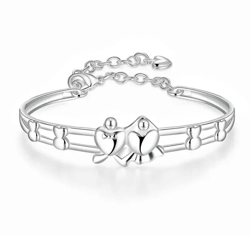 Best Friends Silver Plated Friendship Bangle Heart-Shaped Vines Women Pulseras Horloge Hbb 33 3