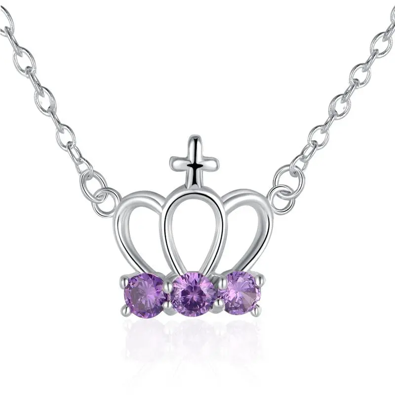 Best Friends Silver Plated Necklaces & Pendants Crown Blue Stone Gargantilha Bijoux Femme 13 2