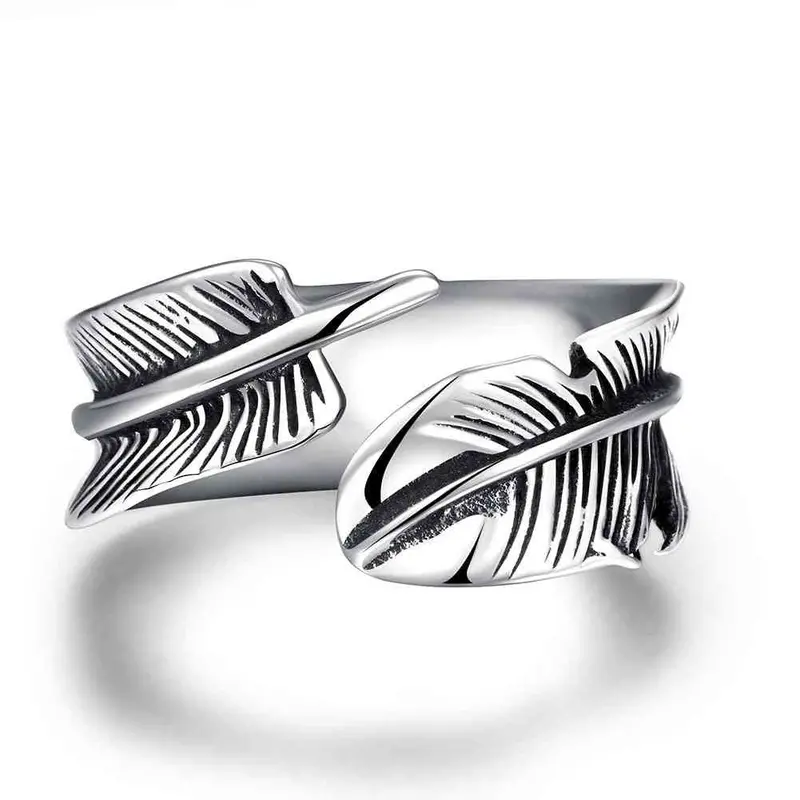 Best Friends Stainless Steel Ring Feather Aliancas Gift For Her Mayar241 1