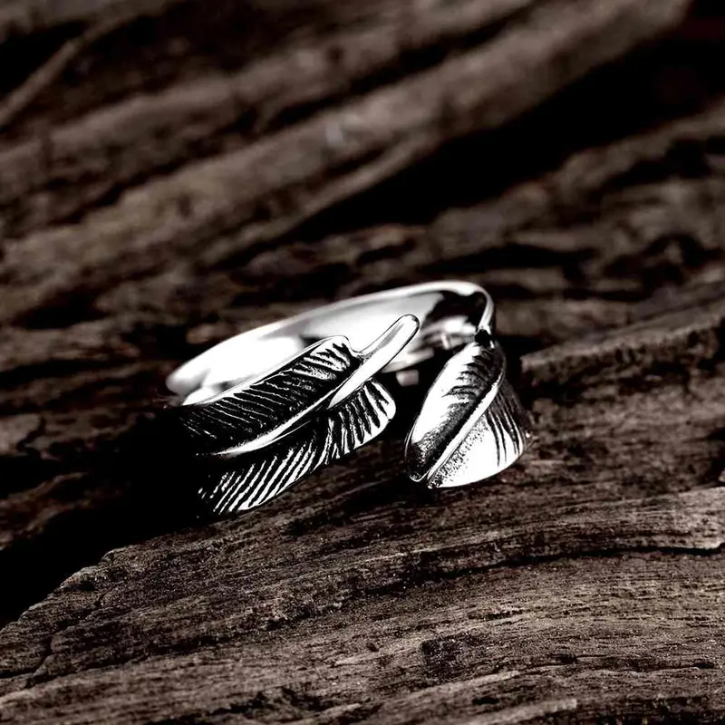 Best Friends Stainless Steel Ring Feather Aliancas Gift For Her Mayar241 3