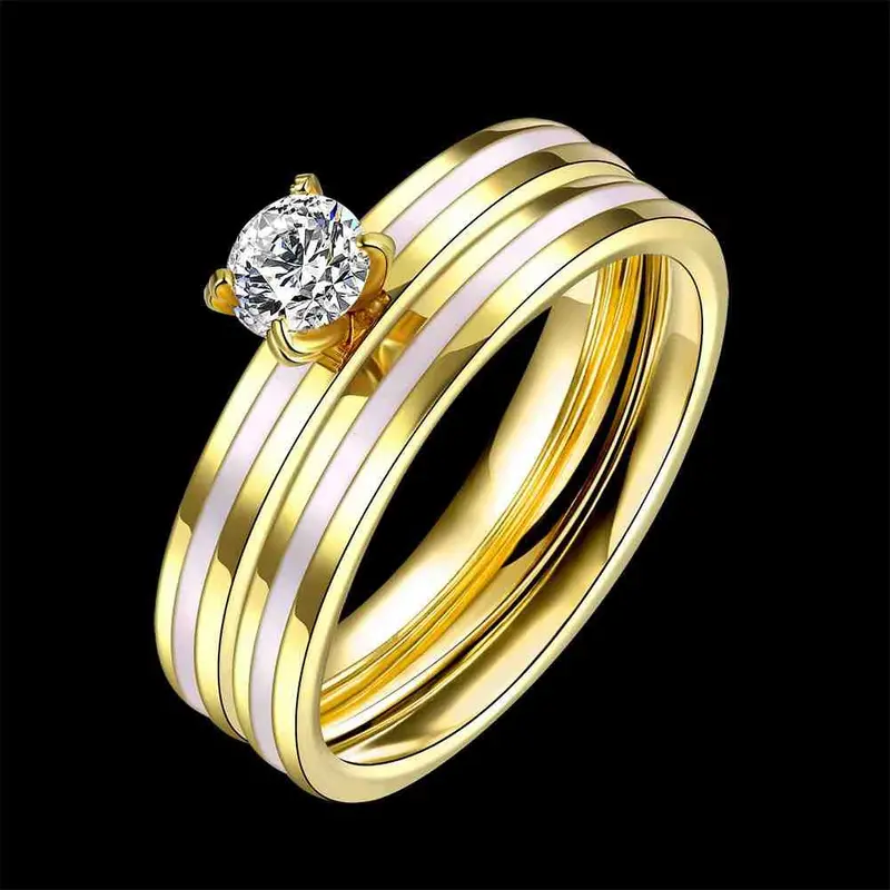Best Friends Titanium Steel Ring Parallel Little Rose Ring Men Wedding Decoration136 6