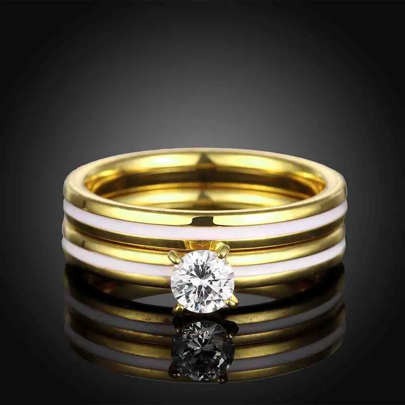 Best Friends Titanium Steel Ring Parallel Little Rose Ring Men Wedding Decoration136 7
