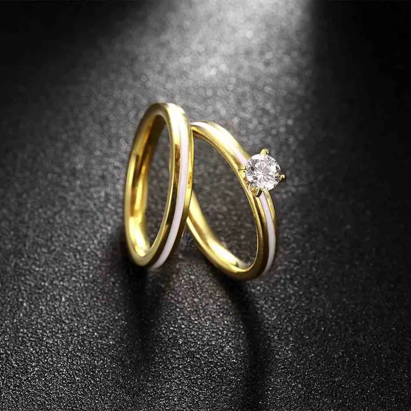 Best Friends Titanium Steel Ring Parallel Little Rose Ring Men Wedding Decoration136 8