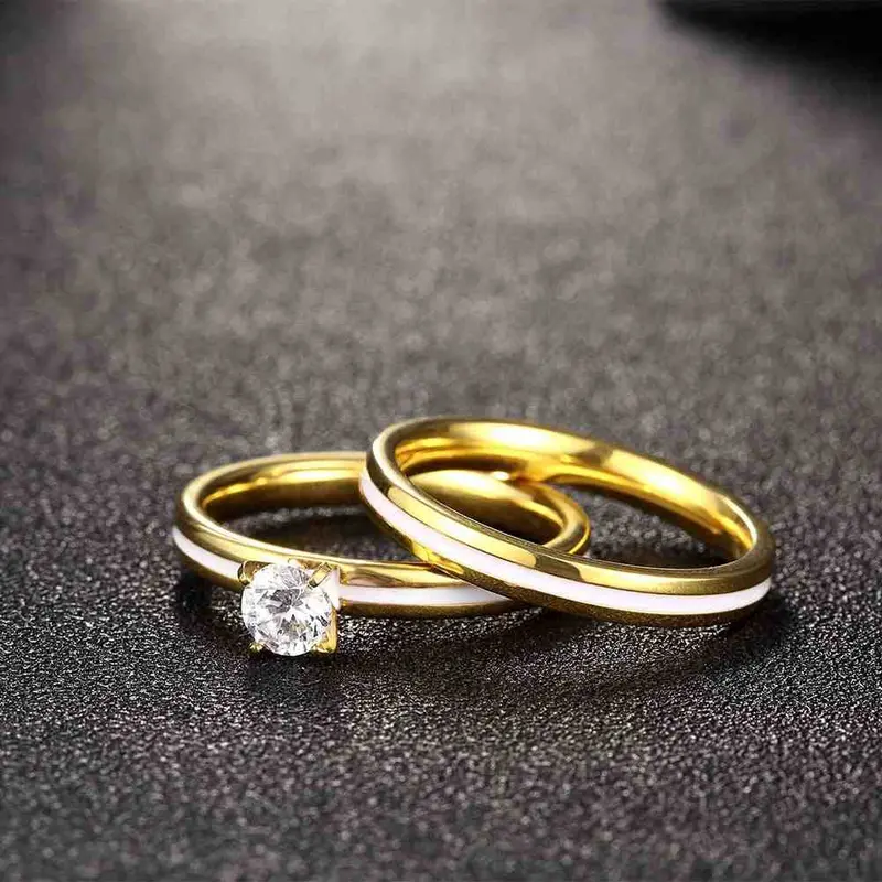 Best Friends Titanium Steel Ring Parallel Little Rose Ring Men Wedding Decoration136 9