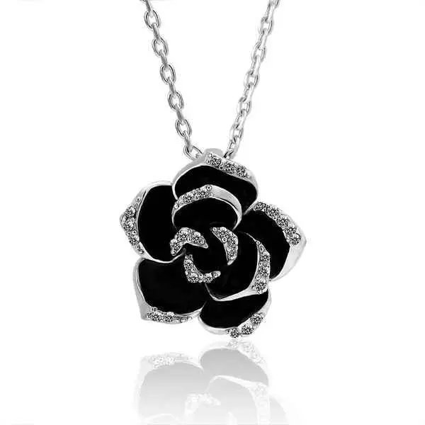 Best Gift 18K Gold Plated Collar Necklace Large Black Flowers Maxi Colar Gift For Her 35 1