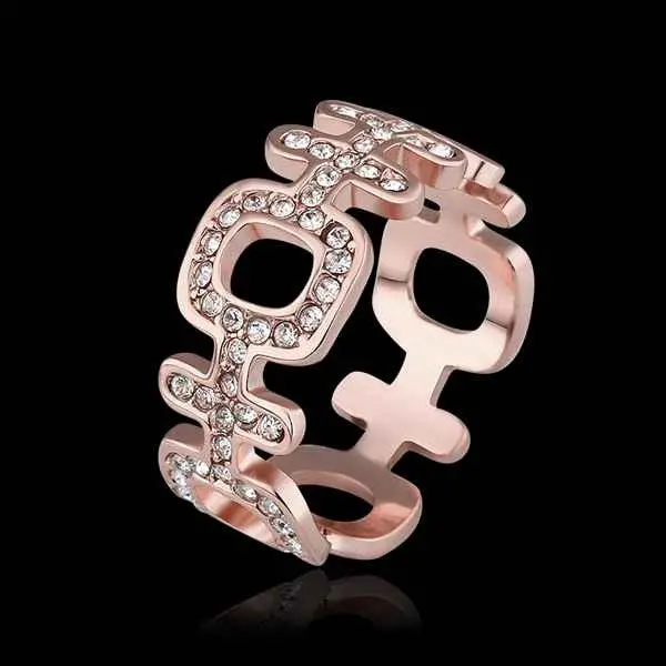 Best Gift 18K Gold Plated Wedding Ring Pink Hi Connected Anel Masculino Bijoux Women 512 1