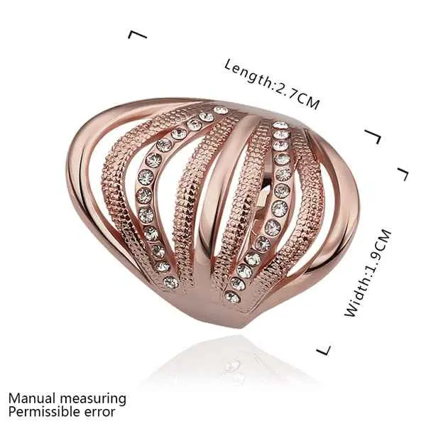 Best Gift 18K Gold Plated Wedding Rings Pink Watermelon Pattern Anel Men Jewelry 537 2