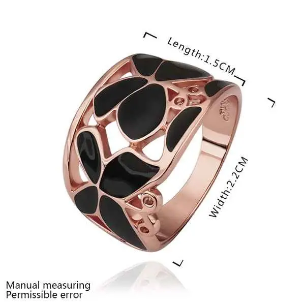 Best Gift 18K Gold Plated Wedding Rings Rose Black Flower Anillos Bear Bone 522 2
