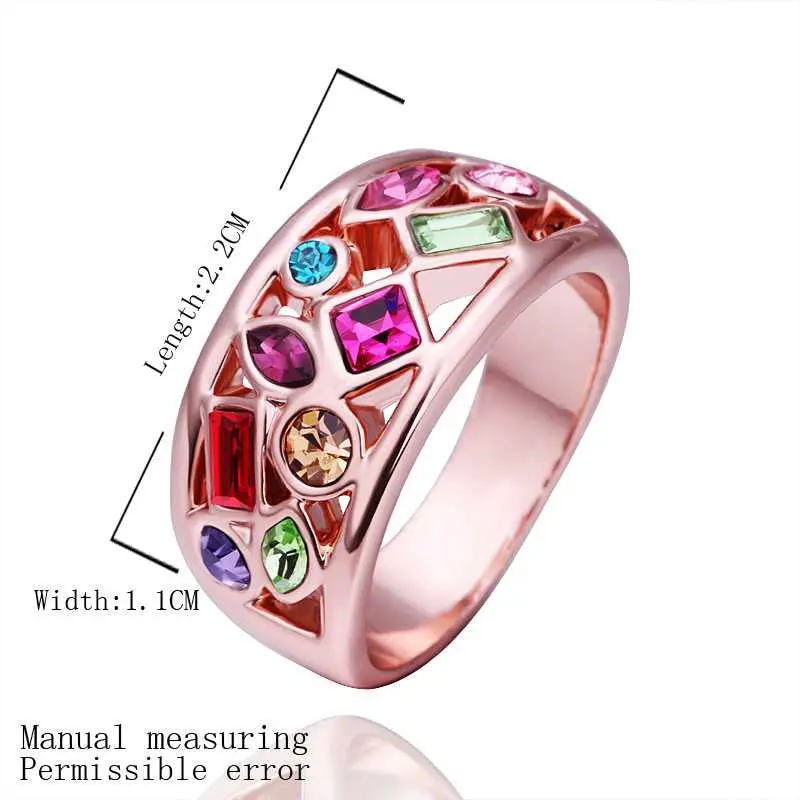 Best Gift 18K Real Gold Plated Wedding Rings Seven Colorful Ring Men Bijoux Femme 25 1
