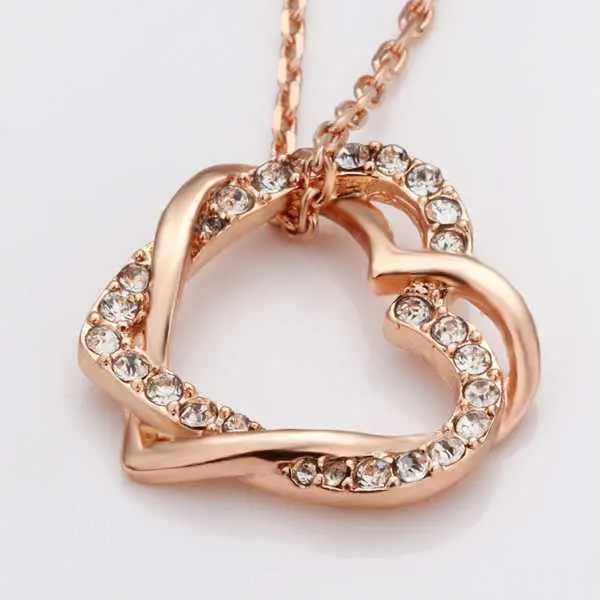 Best Gift Austrian Crystal Choker Necklace Golden Heart Love Big Necklace Joyas 2