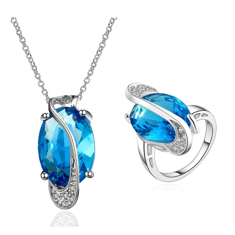 Best Gift Platinum Plated Ruby Jewellry Go Along World Sapphire N+R Display Jewelry Sets Floating Charmsfbls 13 1