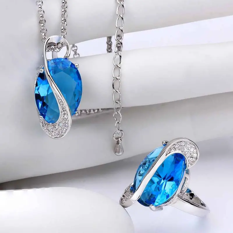 Best Gift Platinum Plated Ruby Jewellry Go Along World Sapphire N+R Display Jewelry Sets Floating Charmsfbls 13 2