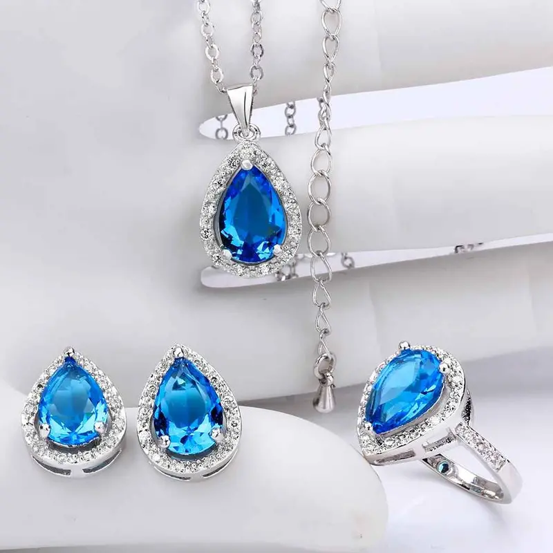 Best Gift Platinum Plated Ruby Jewellry Sapphire Clean Love N+E+R Display Jewelry Sets Floating Charmsfbls 57 2