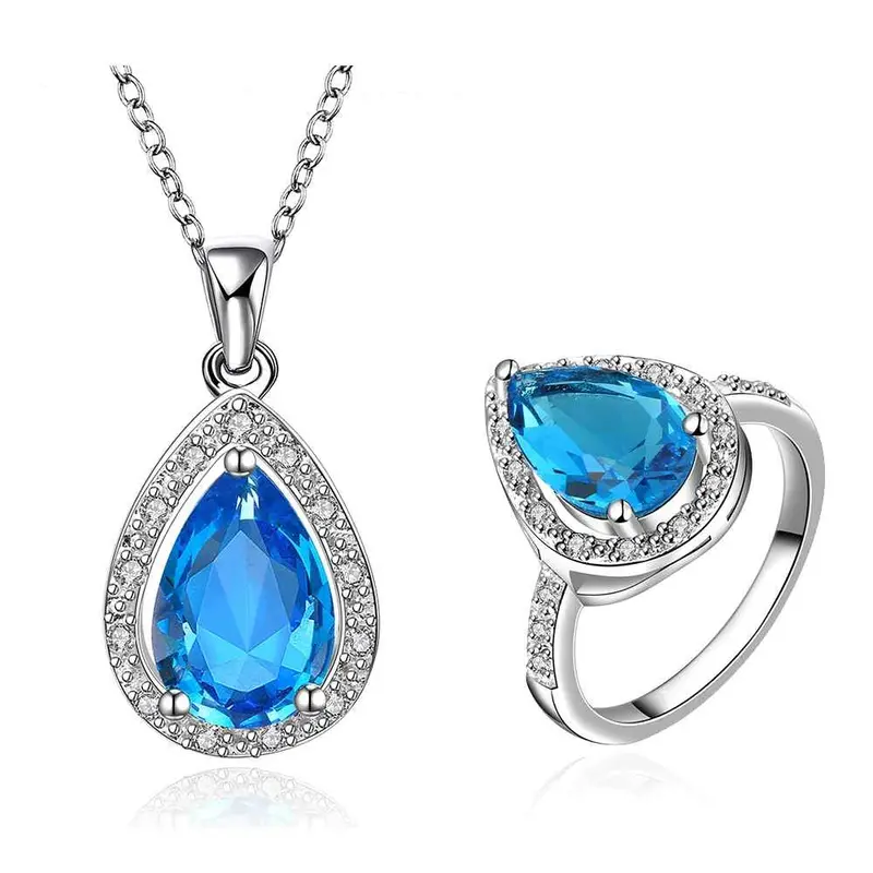 Best Gift Platinum Plated Ruby Jewellry Sapphire Cover Us Sky Blue N+R Display Jewelry Sets Floating Charmsfbls  1 1