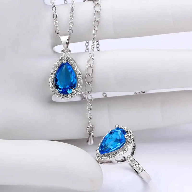Best Gift Platinum Plated Ruby Jewellry Sapphire Cover Us Sky Blue N+R Display Jewelry Sets Floating Charmsfbls 1 2