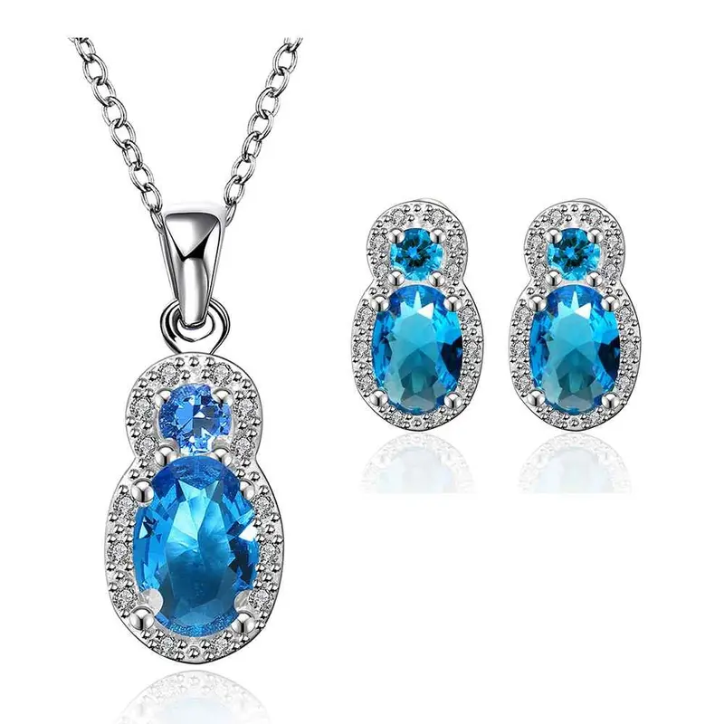 Best Gift Platinum Plated Ruby Jewellry Sapphire Forever Afternoon E+N Display Jewelry Sets Floating Charmsfbls 34 1