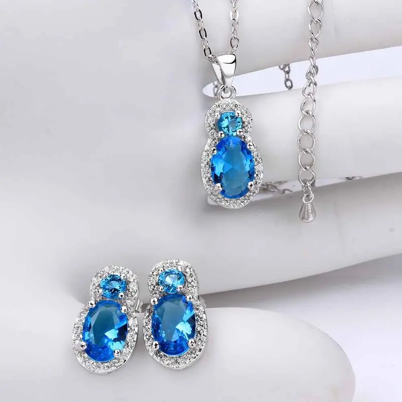 Best Gift Platinum Plated Ruby Jewellry Sapphire Forever Afternoon E+N Display Jewelry Sets Floating Charmsfbls 34 2