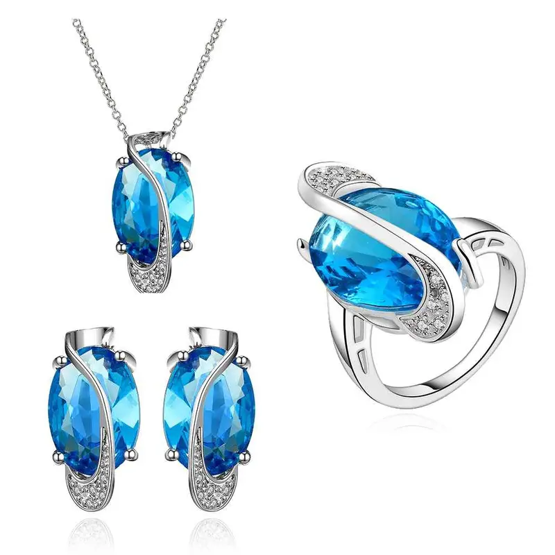 Best Gift Platinum Plated Ruby Jewellry Sapphire Go Along World N+E+R Display Jewelry Sets Floating Charmsfbls 12 1