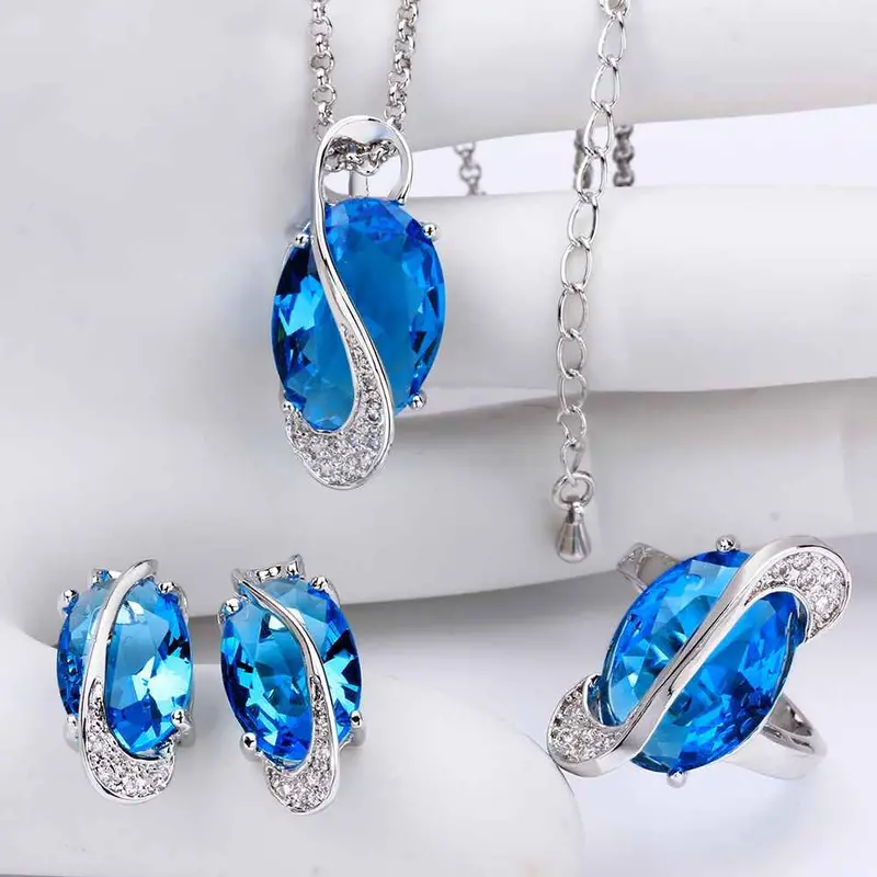Best Gift Platinum Plated Ruby Jewellry Sapphire Go Along World N+E+R Display Jewelry Sets Floating Charmsfbls 12 2