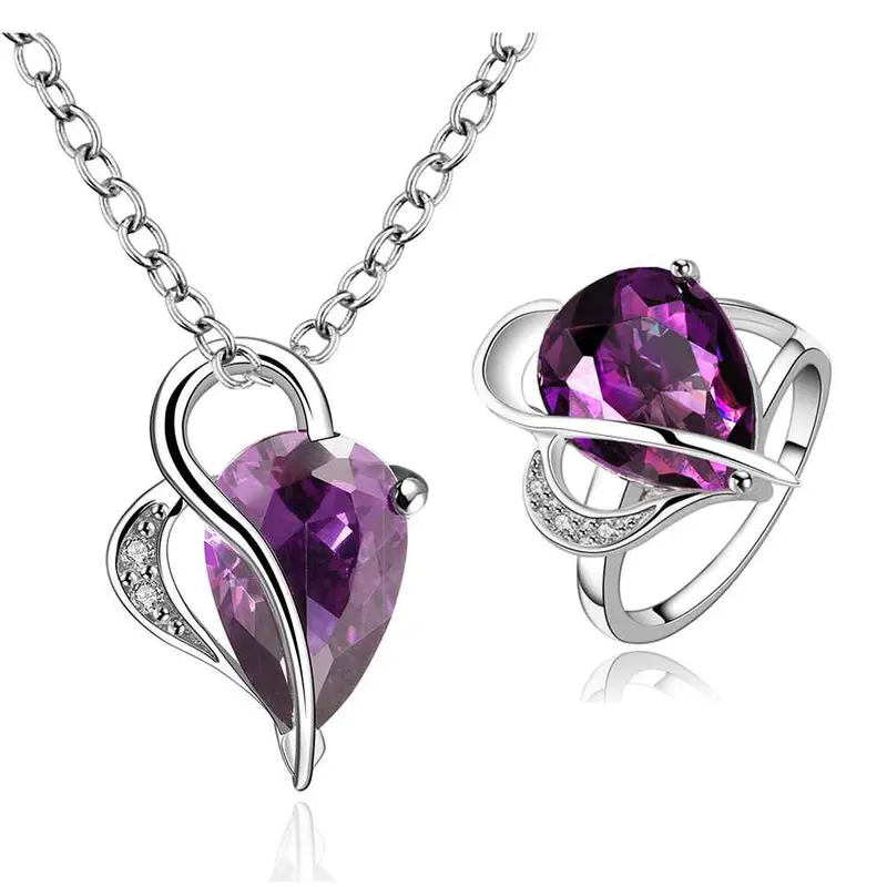 Best Gift Platinum Plated Ruby Jewellry Violet Around Earth We Here N+R Display Jewelry Sets Floating Charmsfbls  2 1