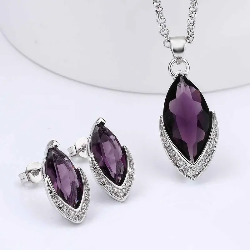 Best Gift Platinum Plated Ruby Jewellry Violet Watching Your Eye N+E Display Jewelry Sets Floating Charmsfbls 18 2