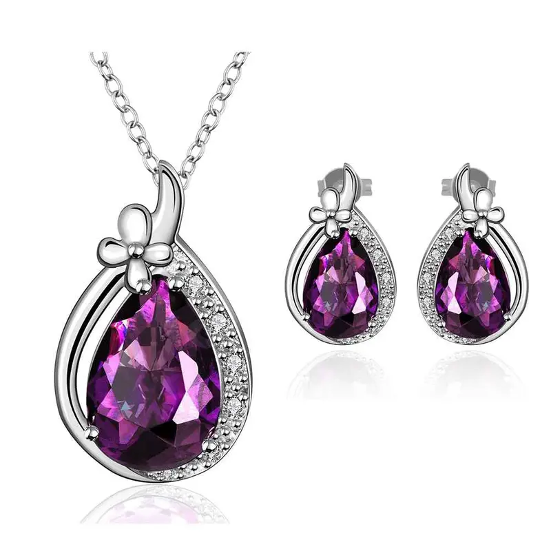 Best Gift Platinum Plated Ruby Jewellry Violet Will Ack Again N+E Display Jewelry Sets Floating Charmsfbls 49 1