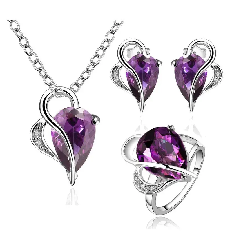 Best Gift Platinum Plated Ruby Jewelry Violet Shine World N+R+E Display Jewelry Sets Floating Charmsfbls 51 1