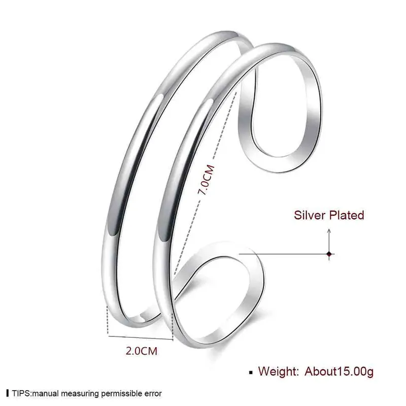 Best Gift Silver Charms Bangle Flat Double Line Women Wedding Bracelet Love Smtb 71 2