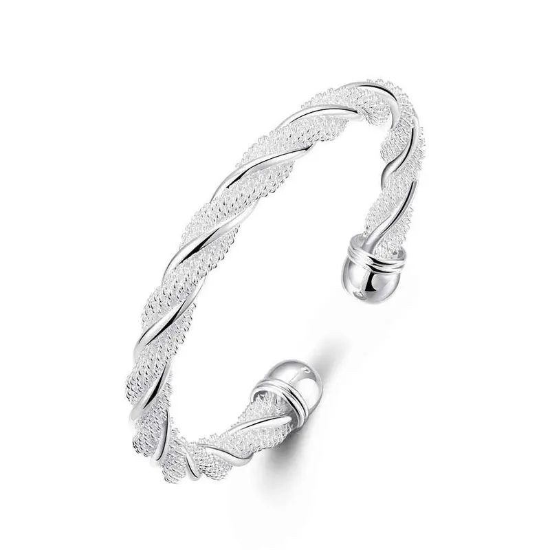 Best Gift Silver Charms Bangle Twisted Wire Mesh Women Pulseras Bijoux Femme Smtb 2 1