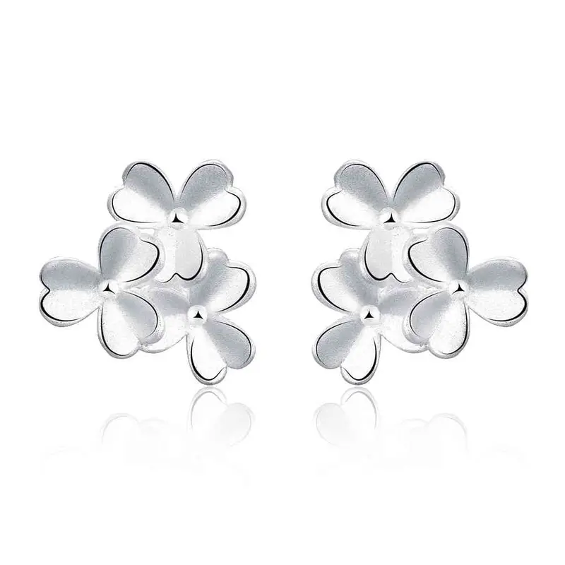 Best Gift Silver Earings Jewelry Three Flowers Stud Brincos De Festa Personalized 176 1