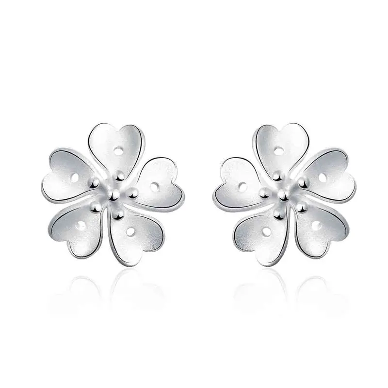 Best Gift Silver Earings Jewelry Three Flowers Stud Brincos De Festa Personalized 176 2