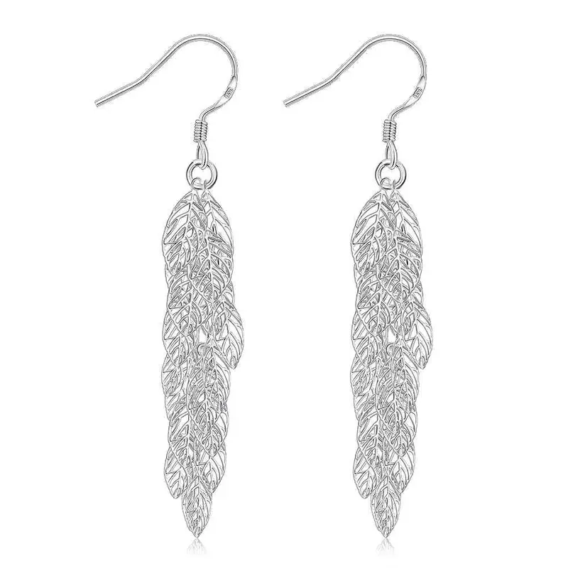 Best Gift Silver Earring Leaves Drop Brincos Bijoux Women 674 1