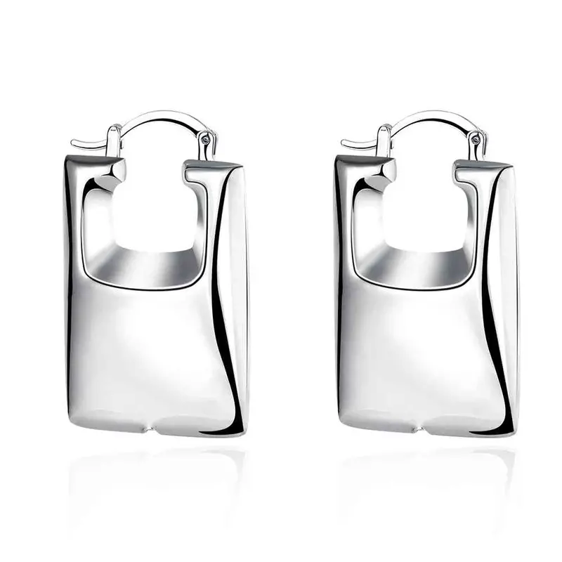 Best Gift Silver Earrings Rectangle Clip Orecchini 7 9 1
