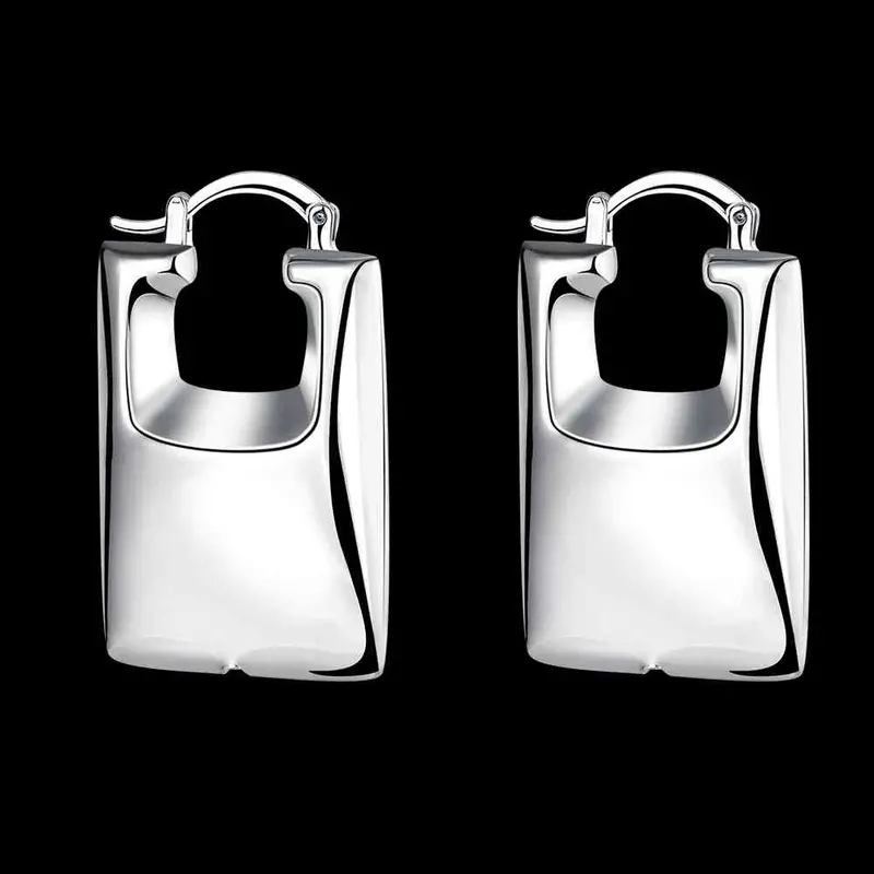 Best Gift Silver Earrings Rectangle Clip Orecchini 7 9 2